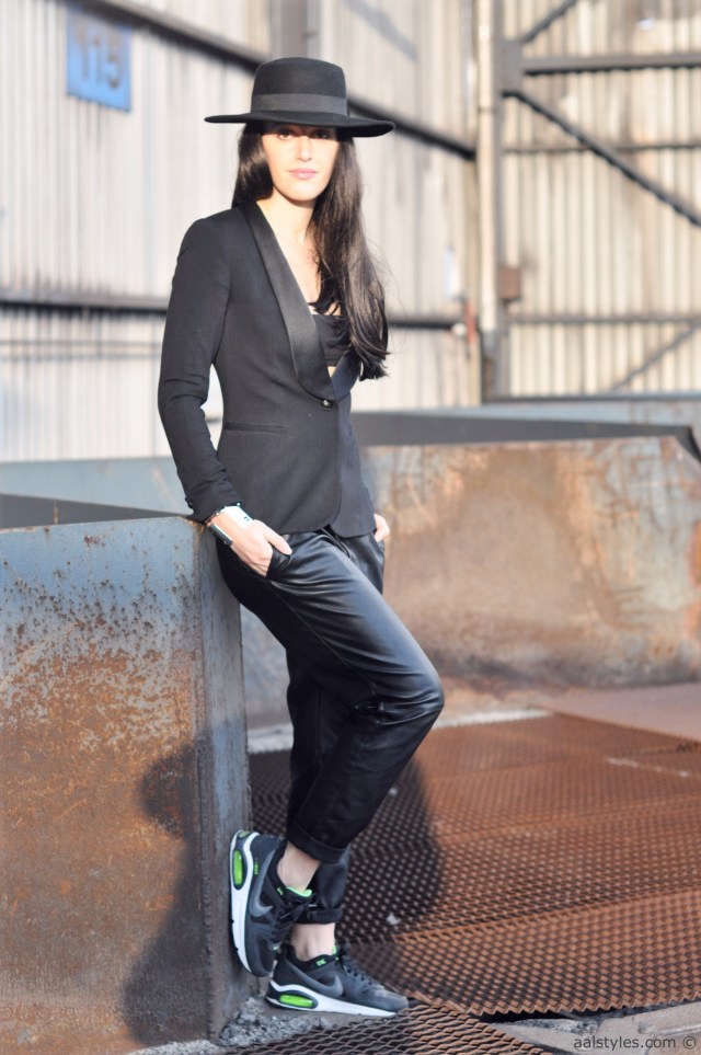 Blazer à revers style smoking-Boyfriend cuir-1