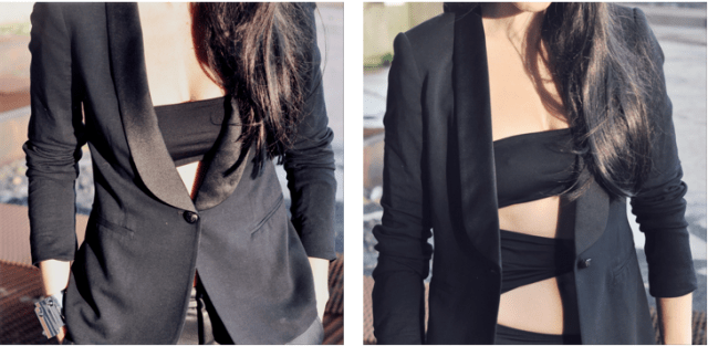 Blazer à revers style smoking-Boyfriend cuir-3