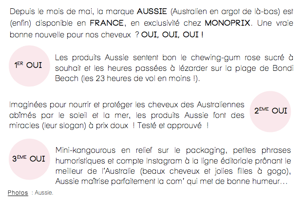 Avis gamme Aussie-Monoprix